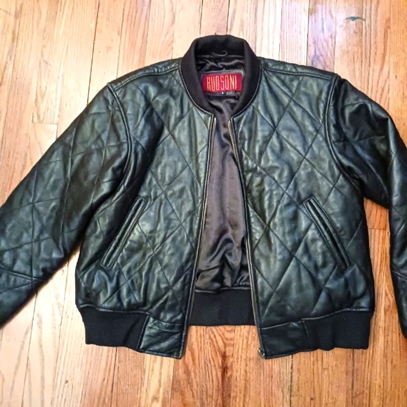 Quilted leather bomber jacket size L - Picture 3 of 8